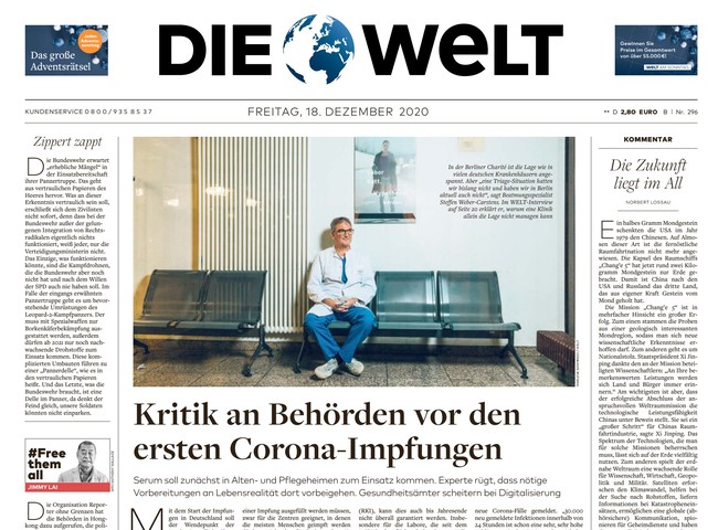 Die Welt Zeitung 18. Dezember 2020