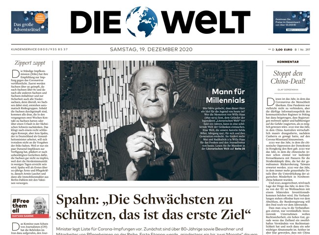 Die Welt Zeitung 19. Dezember 2020