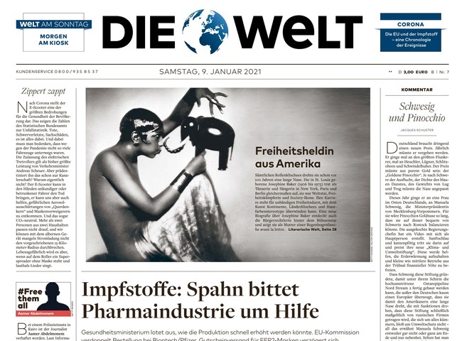 Die Welt Zeitung 9. Januar 2021