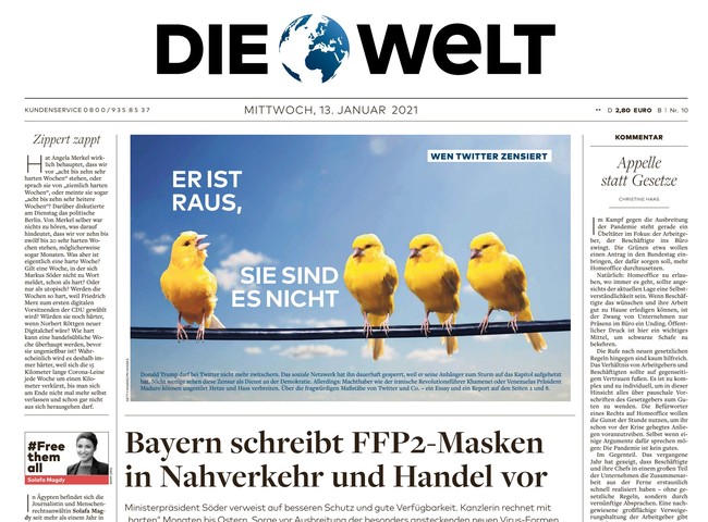 Die Welt Zeitung 13. Januar 2021