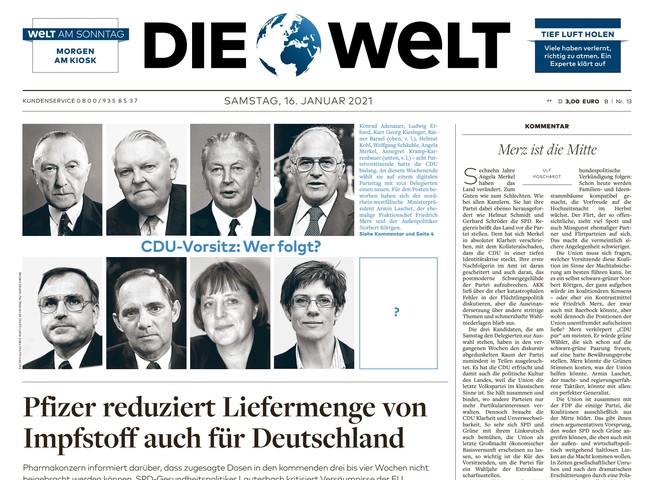 Die Welt Zeitung 16. Januar 2021
