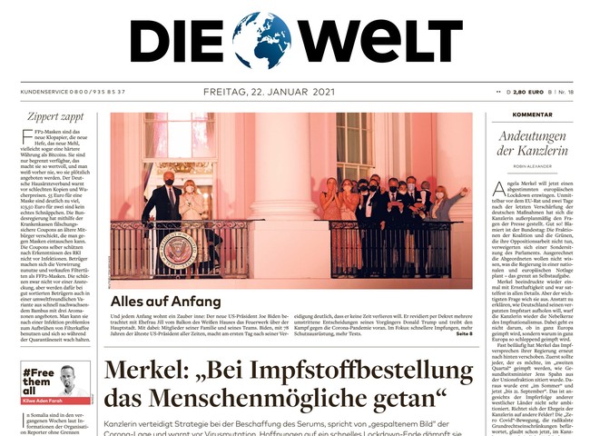 Die Welt Zeitung 22. Januar 2021