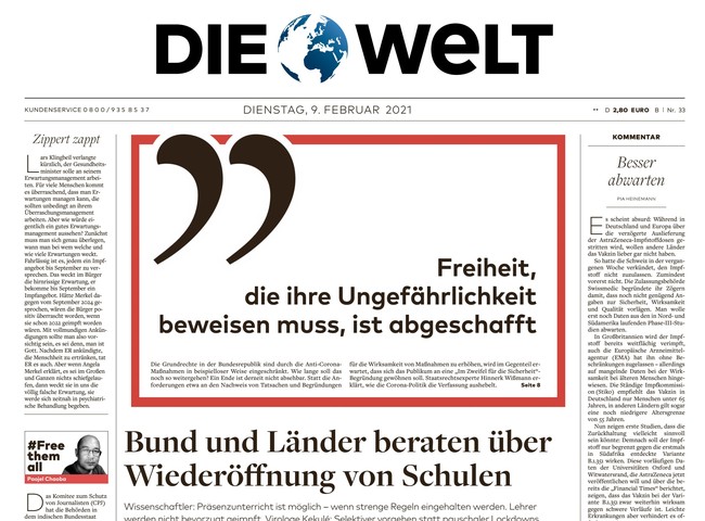 Die Welt Zeitung 9. Februar 2021