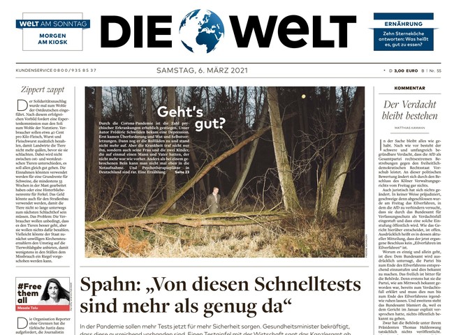 Die Welt Zeitung 6. März 2021