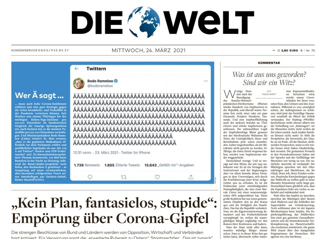 Die Welt Zeitung 24. März 2021