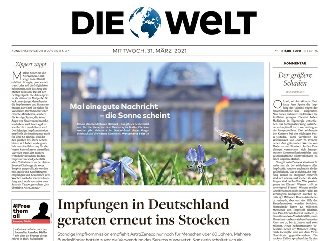 Die Welt Zeitung 31. März 2021