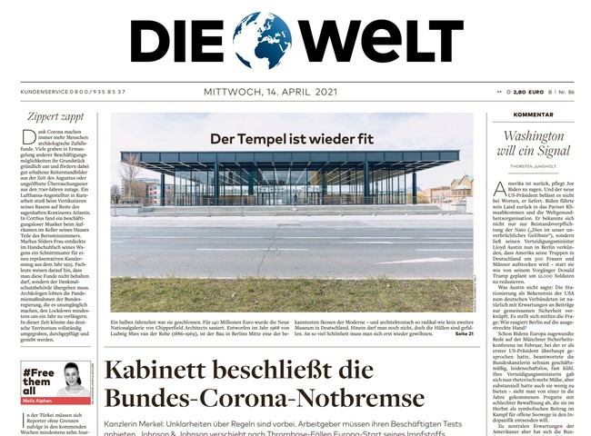 Die Welt Zeitung 14. April 2021