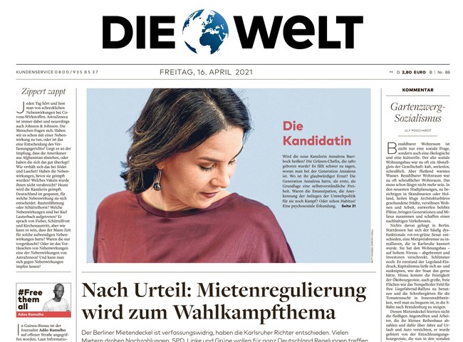 Die Welt Zeitung 16. April 2021
