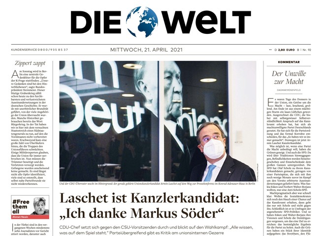 Die Welt Zeitung 21. April 2021