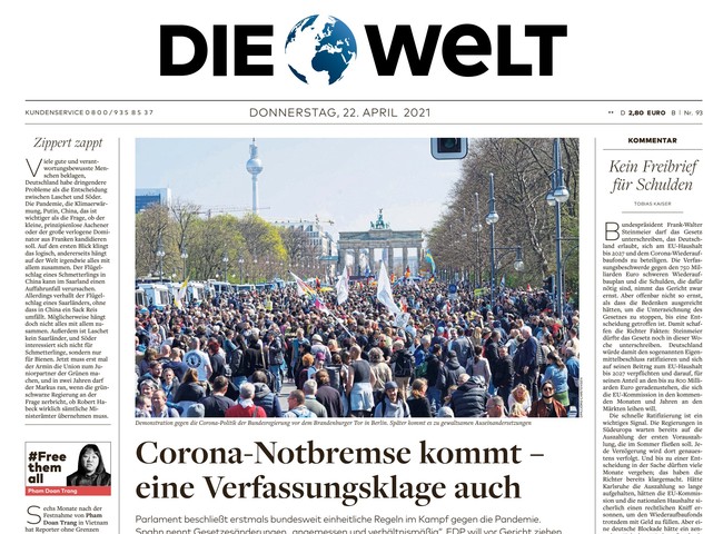 Die Welt Zeitung 22. April 2021