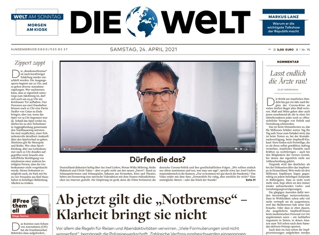 Die Welt Zeitung 24. April 2021