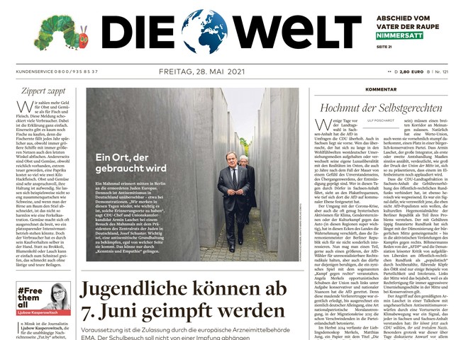 Die Welt Zeitung 28. Mai 2021
