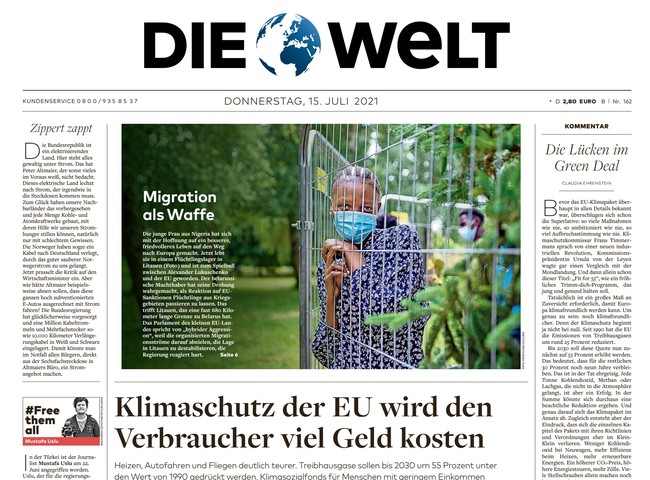 Die Welt Zeitung 15. Juli 2021