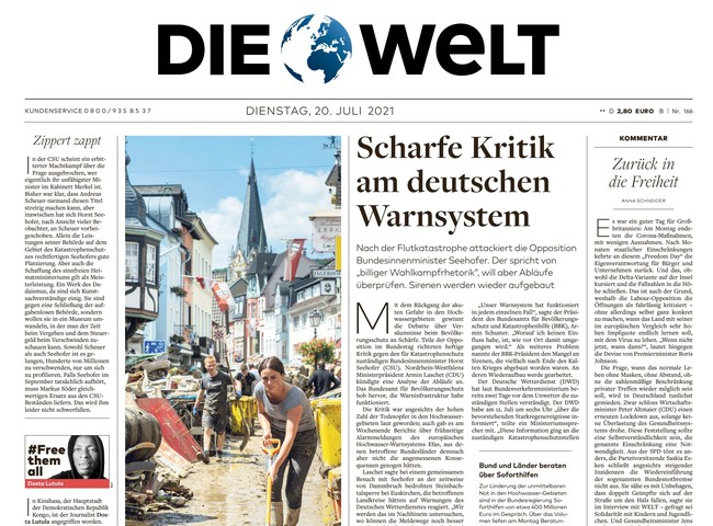 Die Welt Zeitung 20. Juli 2021