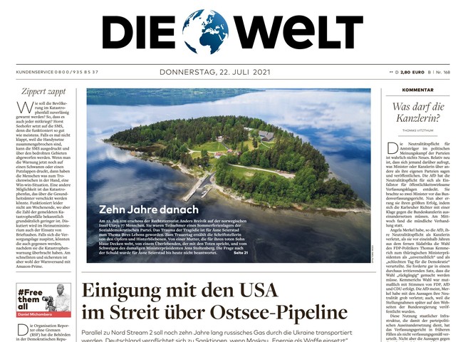 Die Welt Zeitung 22. Juli 2021