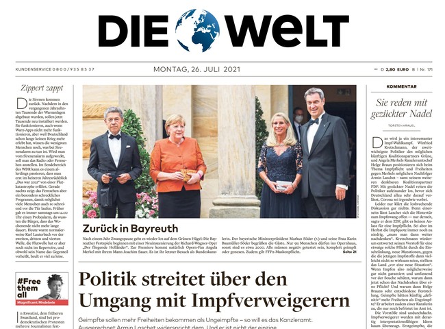 Die Welt Zeitung 26. Juli 2021