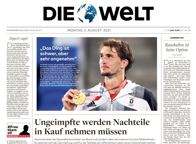 Die Welt Zeitung 2. August 2021