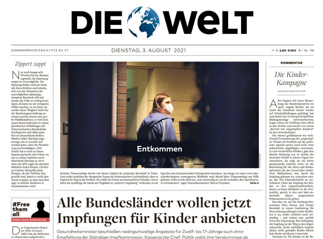 Die Welt Zeitung 3. August 2021