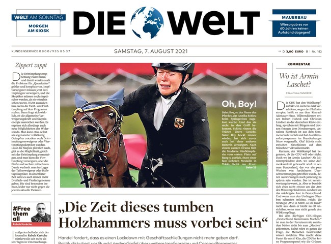 Die Welt Zeitung 7. August 2021
