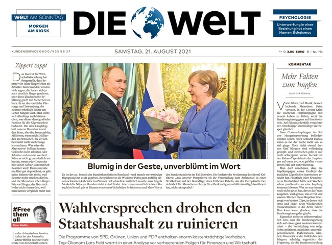 Die Welt Zeitung 21. August 2021