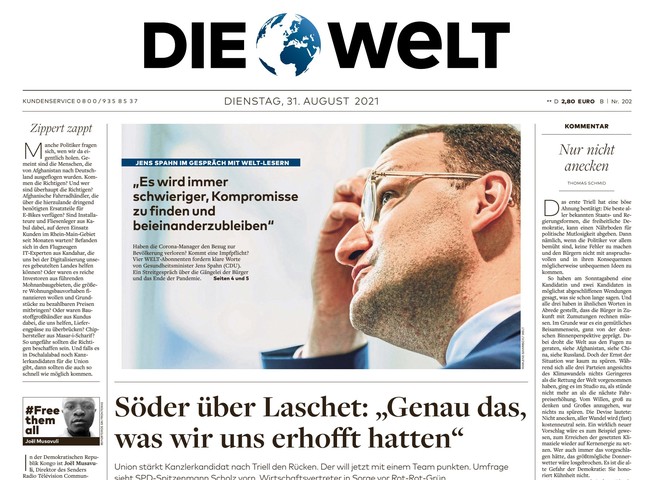 Die Welt Zeitung 31. August 2021