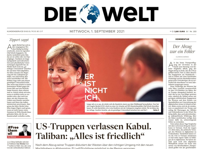 Die Welt Zeitung 1. September 2021