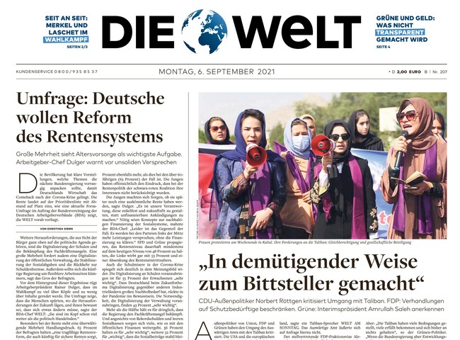 Die Welt Zeitung 6. September 2021