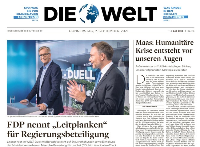 Die Welt Zeitung 9. September 2021