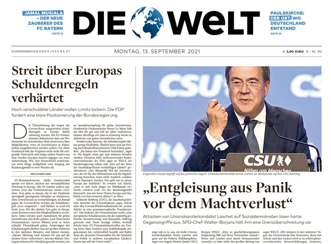 Die Welt Zeitung 13. September 2021