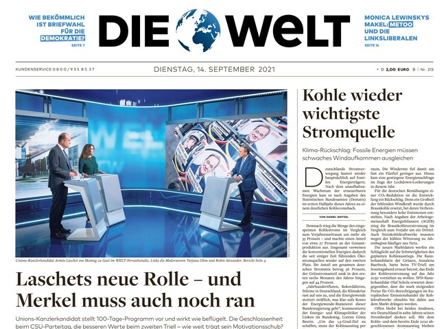 Die Welt Zeitung 14. September 2021