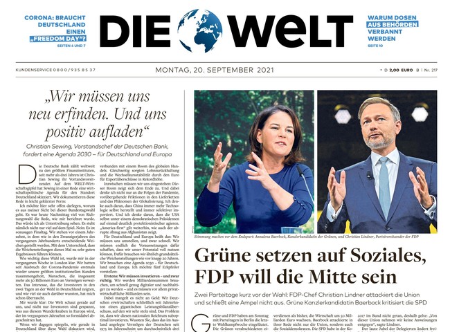 Die Welt Zeitung 20. September 2021