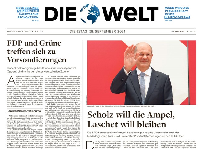 Die Welt Zeitung 28. September 2021