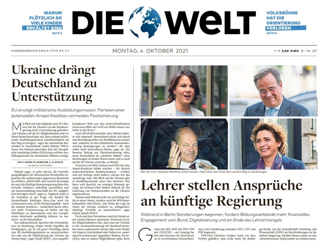 Die Welt Zeitung 4. Oktober 2021