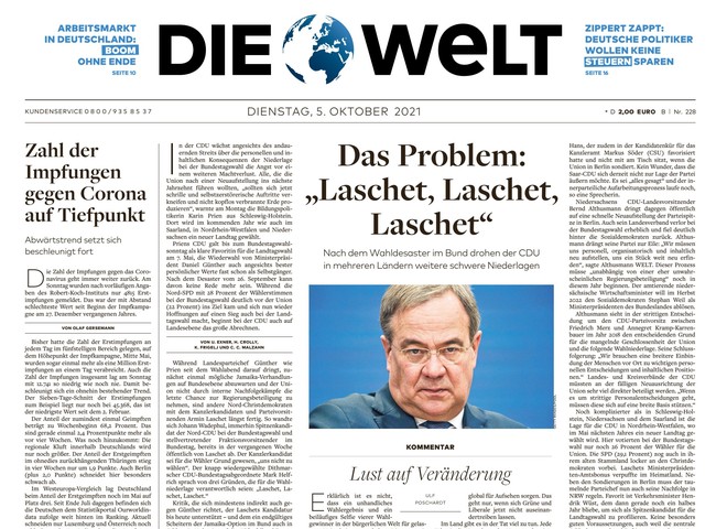 Die Welt Zeitung 5. Oktober 2021