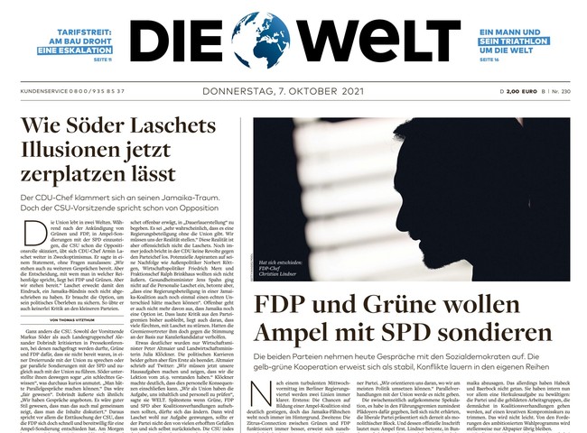 Die Welt Zeitung 7. Oktober 2021
