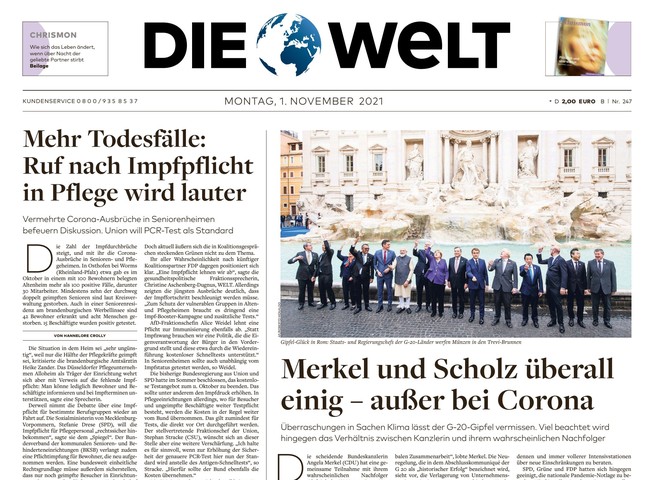 Die Welt Zeitung 1. November 2021