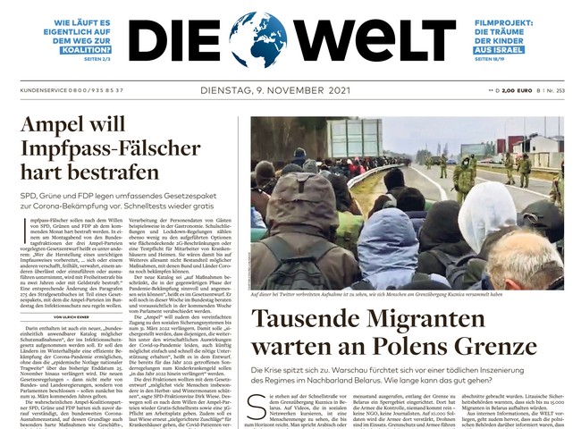 Die Welt Zeitung 9. November 2021