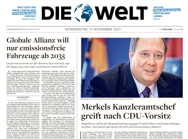 Die Welt Zeitung 11. November 2021