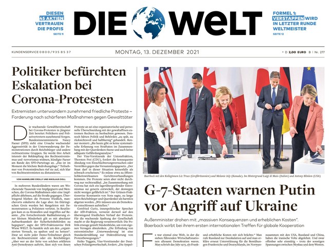 Die Welt Zeitung 13. Dezember 2021