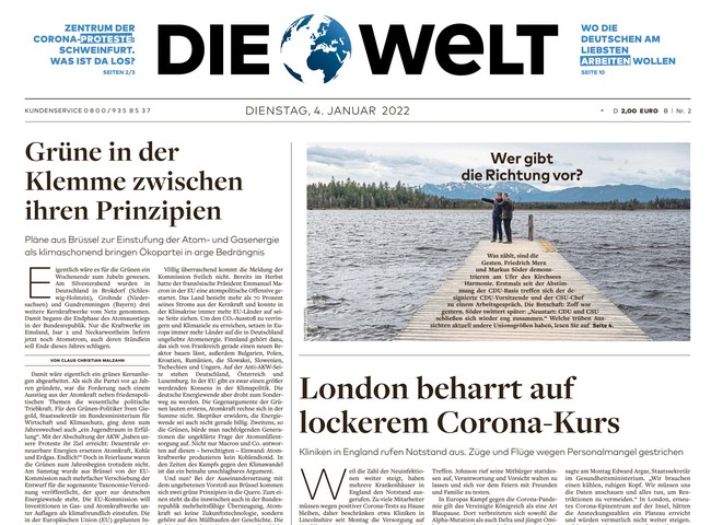Die Welt Zeitung 4. Januar 2022