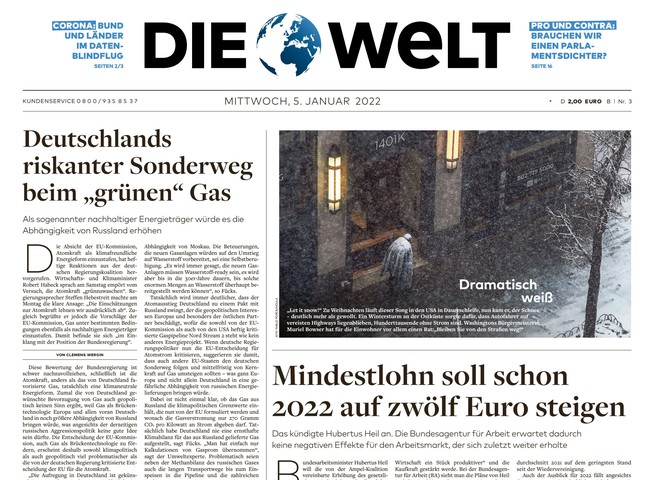 Die Welt Zeitung 5. Januar 2022