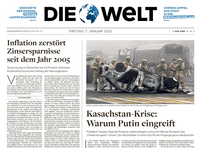 Die Welt Zeitung 7. Januar 2022