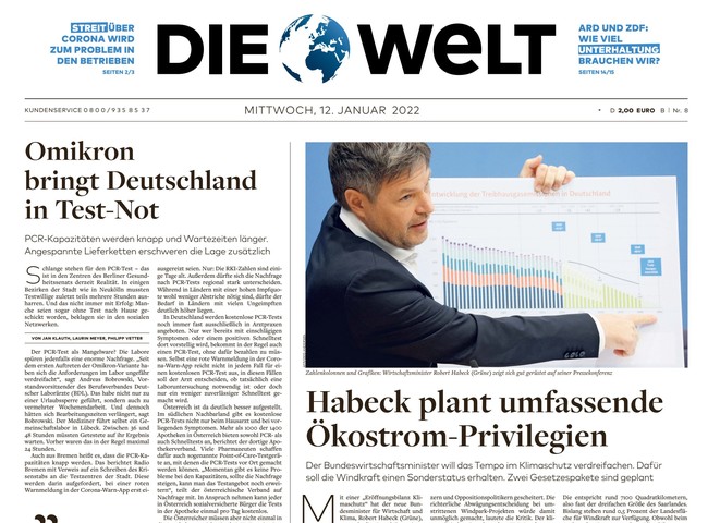Die Welt Zeitung 12. Januar 2022