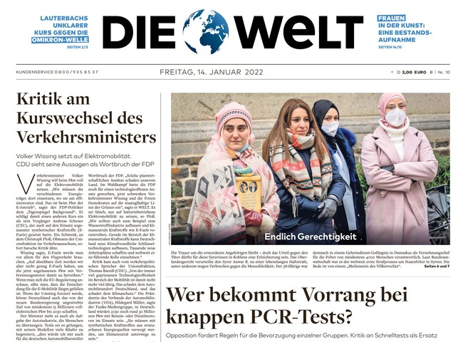 Die Welt Zeitung 14. Januar 2022