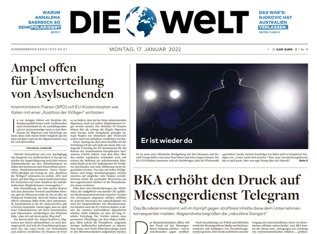 Die Welt Zeitung 17. Januar 2022