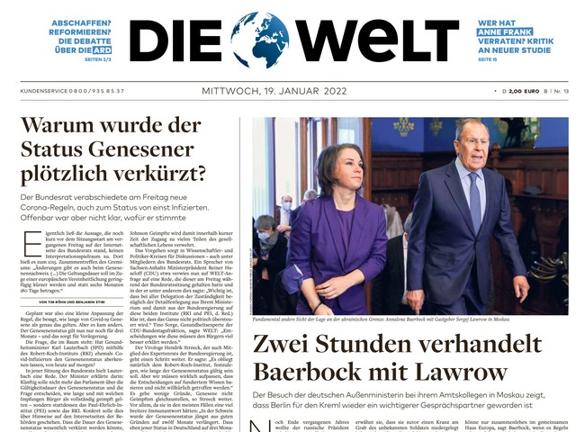 Die Welt Zeitung 19. Januar 2022