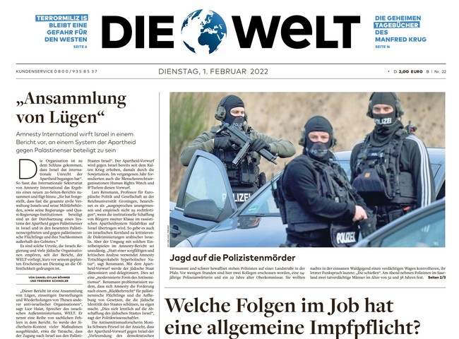 Die Welt Zeitung 1. Februar 2022