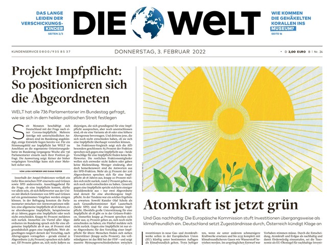 Die Welt Zeitung 3. Februar 2022