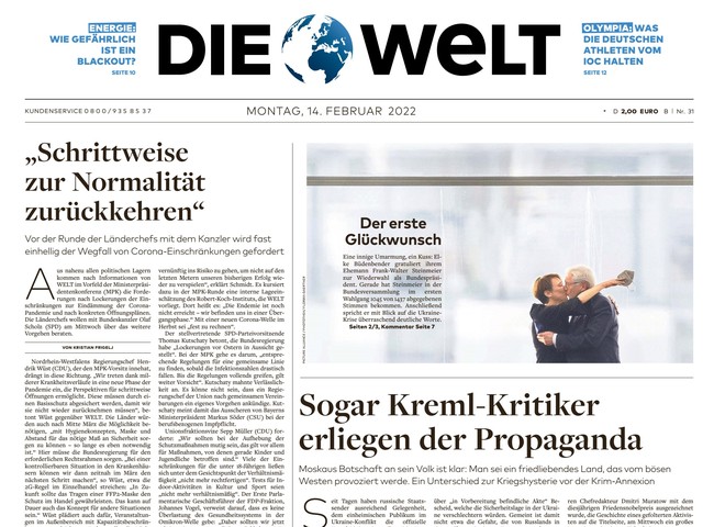 Die Welt Zeitung 14. Februar 2022