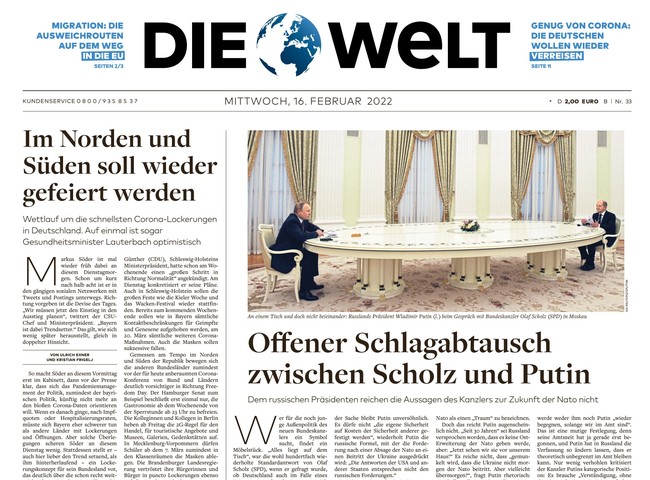 Die Welt Zeitung 16. Februar 2022